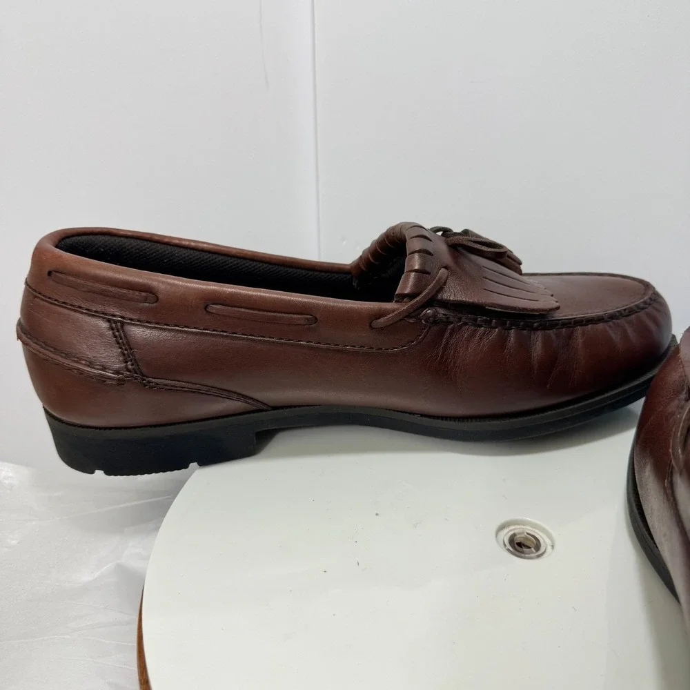 Hunters Bay Vtg. Ecletic Ivy League Leather Tassel Kiltie Loafers Men 13 Brown